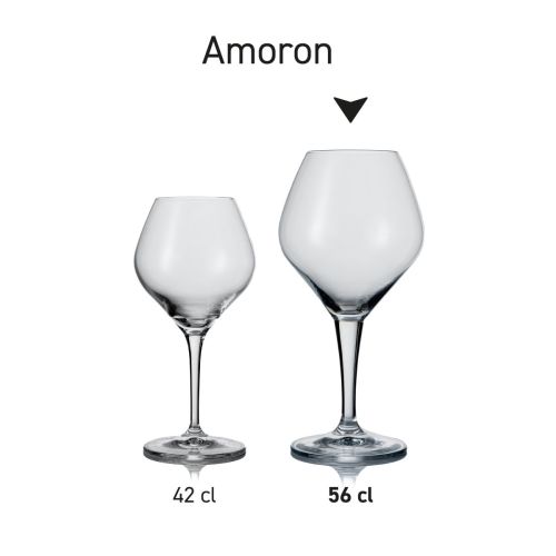 Set van Amoron glazen overzichtelijk opgesteld als uniforme serie.
