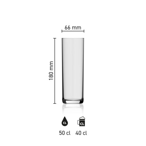 Maatvoering van het Bierglas Kölsch 50 cl. met hoogte, diameter en inhoud in infographic