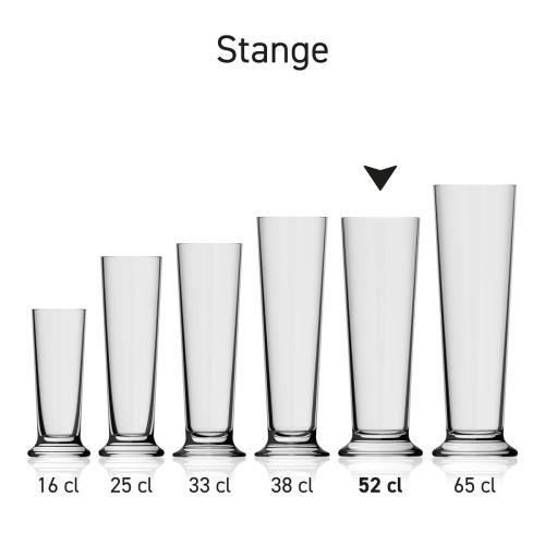 Bierglas Stange 52 cl. in serie, meerdere exemplaren naast elkaar getoond