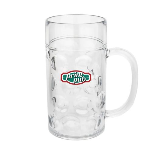 Kunststof bierpul Oktober 60 cl. in vooraanzicht met meerkleurig PrintPub-logo centraal op de voorzijde.