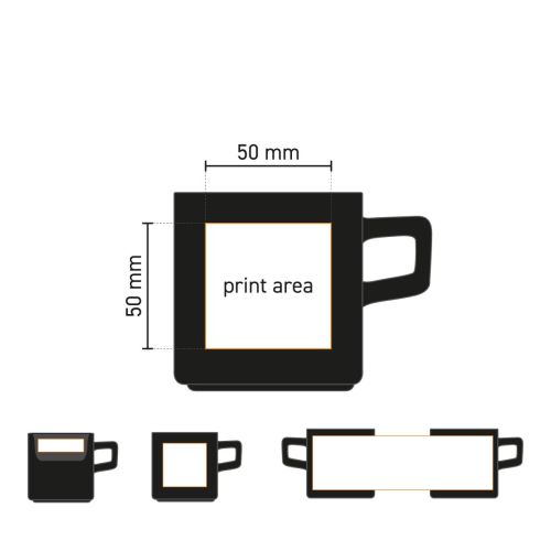 Technische tekening met positionering van het drukgebied op koffiekop Blackwell 22 cl porselein.
