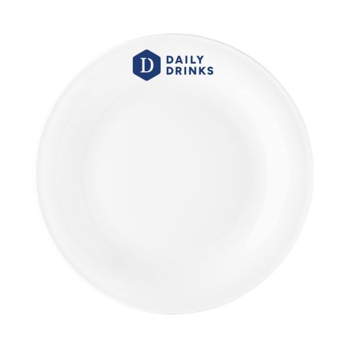 Bord Coup plat 24 cm porselein met eenkleurig logo van DailyDrinks op het vooraanzicht