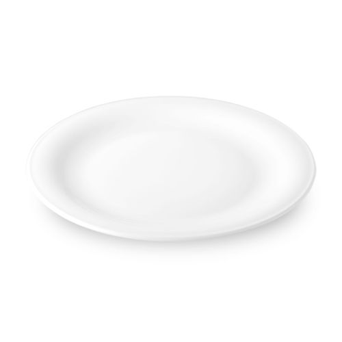 Bord Coup plat 26 cm porselein van opzij, lage rand en vlakke spiegel zichtbaar