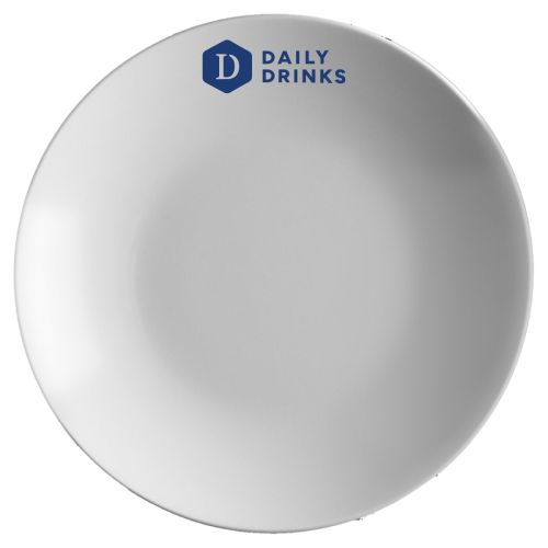 Bord Isabelle 29 cm porselein bedrukt met enkelkleurig DailyDrinks-logo op de voorzijde.