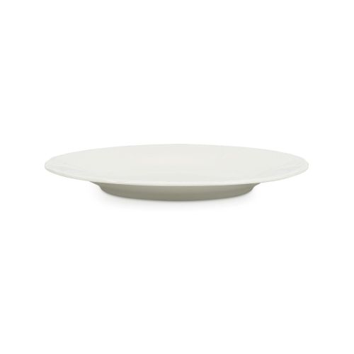 Zijaanzicht van het porseleinen Retro bord 21,5 cm met licht gebogen rand en vlakke bodem.