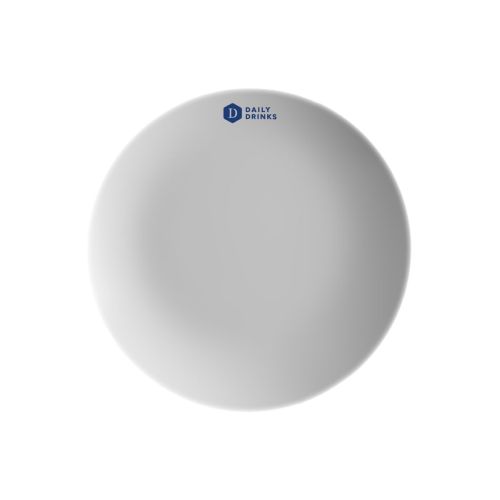 Coupe bord Isabelle 16 cm met enkelkleurig DailyDrinks-logo op porseleinen voorzijde.