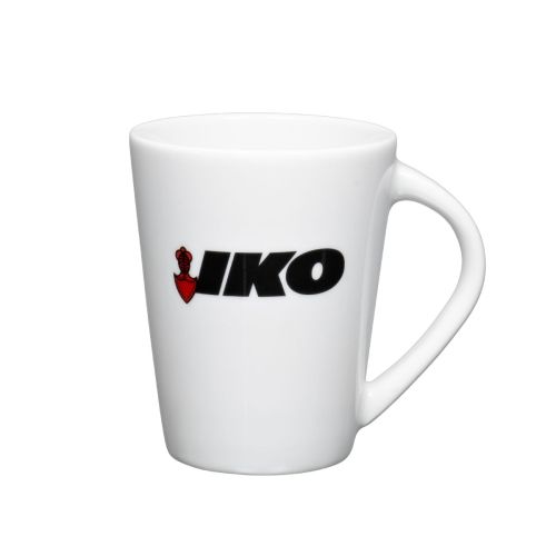 Eva mok wit 25 cl porselein met meerkleurig Iko-logo op het voorpaneel