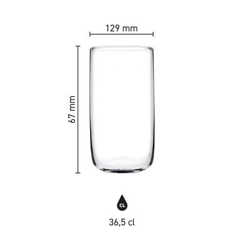 Infographic van de Iconic Tumbler 36,5 cl. met duidelijke aanduiding van hoogte en diameter in millimeters.
