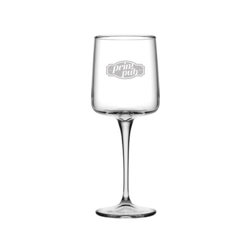 Wijnglas Iconic 27 cl met gegraveerd PrintPub-logo op het glas aan de voorzijde.