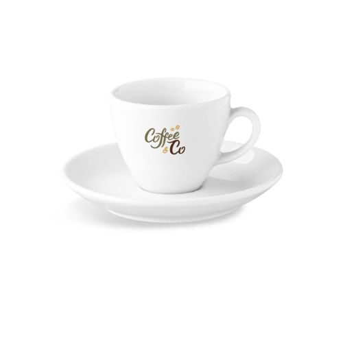 Isabelle Espresso 8 cl. set porselein met meerkleurig CoffeeCo-logo op de espressokop