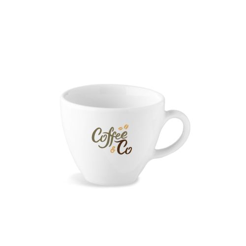 Isabelle espressokop 8 cl porselein met meerkleurig CoffeeCo-logo op de voorzijde