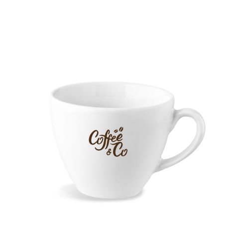 Isabelle koffiekop 15 cl. van porselein met eenkleurig CoffeeCo-logo op de voorzijde
