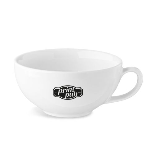 Isabelle koffie verkeerd kop 35 cl. van porselein met eenkleurig PrintPub-logo op de voorzijde