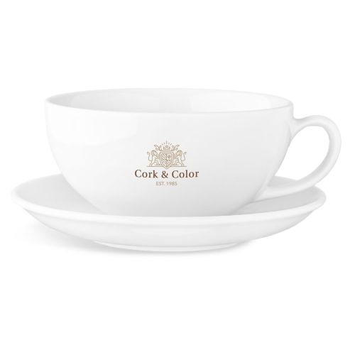 Isabelle Latte 35 cl set porselein met meerkleurig CorkColor-logo op de lattekop