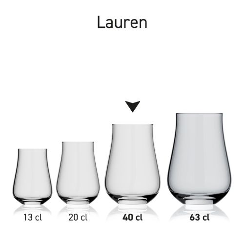 Lauren Glas 40 cl glas in serie met meerdere exemplaren naast elkaar getoond