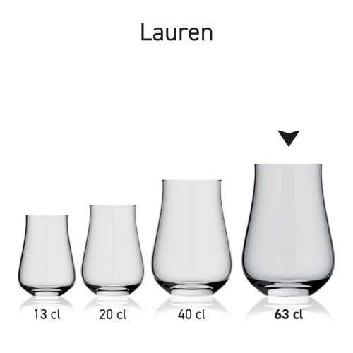 Lauren Glas 63 cl. glas in serie met meerdere exemplaren naast elkaar getoond