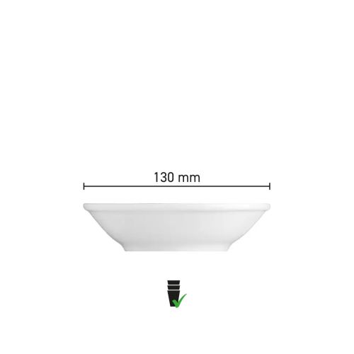 Infographic van schaal Princip 13 cm porselein met weergave van diameter en hoogte.