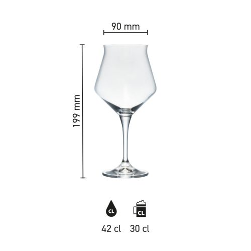 Maatvoering van de Sommelier Kelch Craft 42 cl. wijnglas met hoogte, diameter en inhoud in infographic