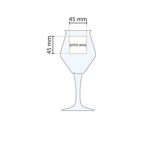 Technische werktekening met zichtbaar drukgebied van het Chef & Sommelier Open Up wijnglas 47 cl.