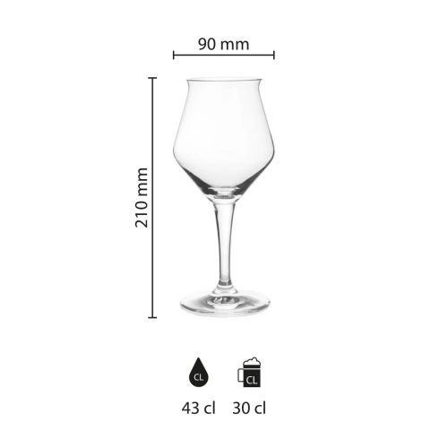 Infographic toont afmetingen van het Chef & Sommelier Open Up wijnglas 47 cl, inclusief hoogte en diameter.