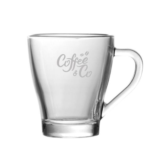 Theeglas Dom 27 cl. glas met gegraveerd CoffeeCo-logo op het voorpaneel