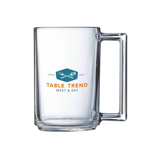 Theeglas Karo 32 cl. met meerkleurig logo van TableTrend op de voorzijde bedrukt.