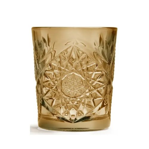 Gouden Tumbler Onis Hobstar 35 cl glas met geslepen sterpatroon, vooraanzicht zonder bedrukking
