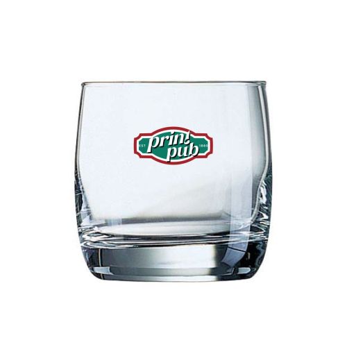 Bedrukking in meerdere kleuren van het PrintPub-logo op de voorzijde van het Vigne tumblerglas 20 cl.