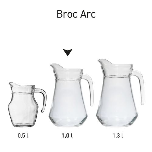 Serie waterkannen Broc Arc 1,0 liter waterkannen in glazen uitvoering gepresenteerd als productserie.