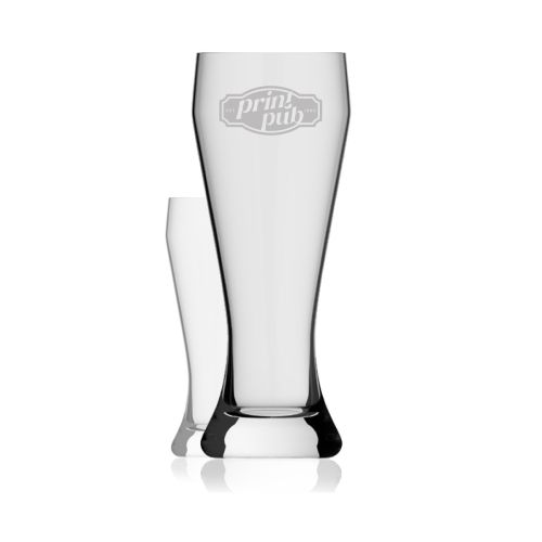 Weizenbierglas XXL 2,0 liter glas met gegraveerd PrintPub-logo op het voorvlak