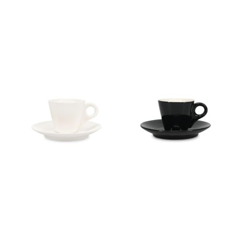 Kleurvarianten van de Baristo Espresso 8 cl. SET porselein overzichtelijk naast elkaar afgebeeld.