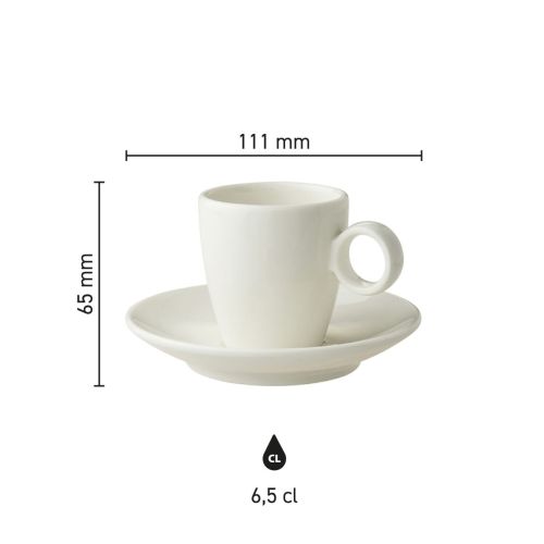 Infographic met productafmetingen van Bart Espresso 6,5 cl SET.