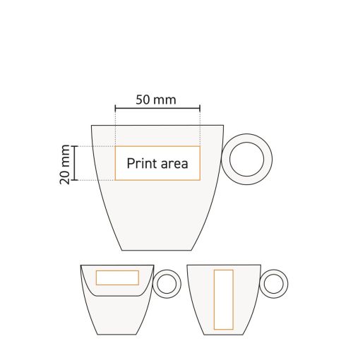 Werktekening met drukgebied van Bart Koffie 17 cl. SET.