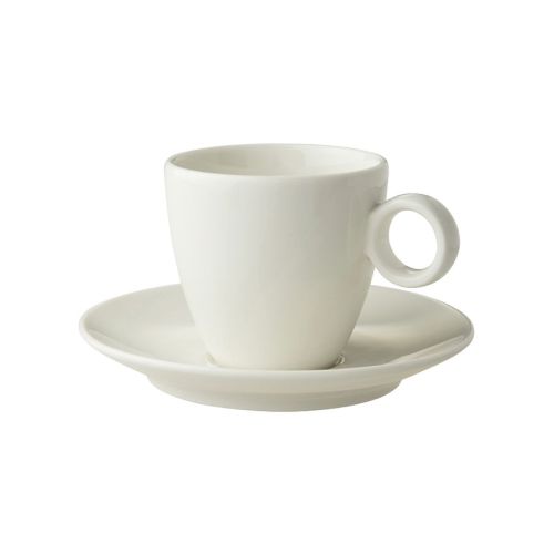 Vooraanzicht van Bart Koffie 17 cl set in wit porselein met eenvoudige cilindervorm.