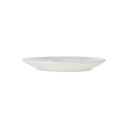 Zijaanzicht van porseleinen Bola Espressoschotel met diameter van 12,5 cm.