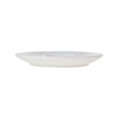 Zijaanzicht van Bola Koffie Cappuccino Schotel (14,5 cm) van porselein, toont randhoogte en profiel.