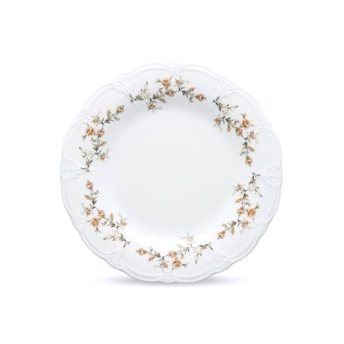 Rond porseleinen bord Retro 16 cm in ivoor-bruin, vooraanzicht toont glad oppervlak en smalle rand.