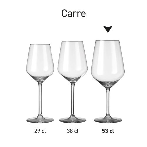 Overzichtsbeeld van Carre wijnglazen als serie gepresenteerd.