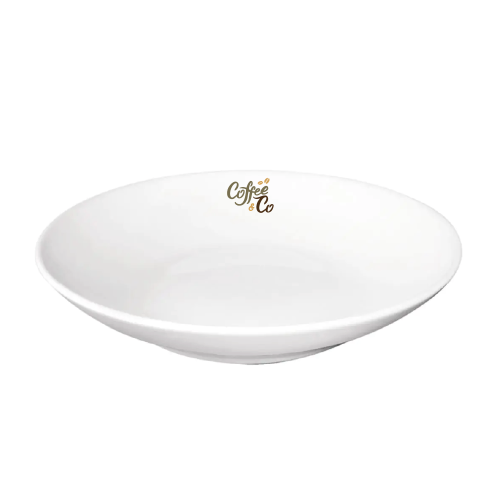 Diep pastabord Hotel van 26 cm in wit porselein met CoffeeCo-logo in meerdere kleuren.