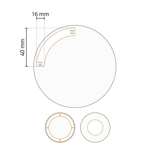 Drukgebied van het Venus bord 26 cm gemarkeerd in technische werktekening.