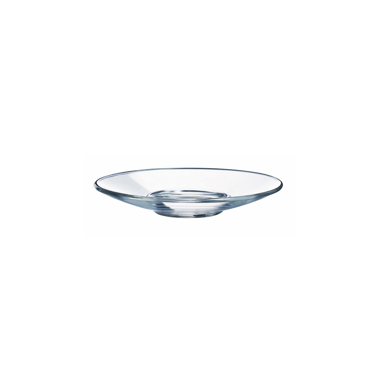 Glazen Aroma Schotel Espressoglas van 12 cm in vooraanzicht met ronde vorm en glad oppervlak.