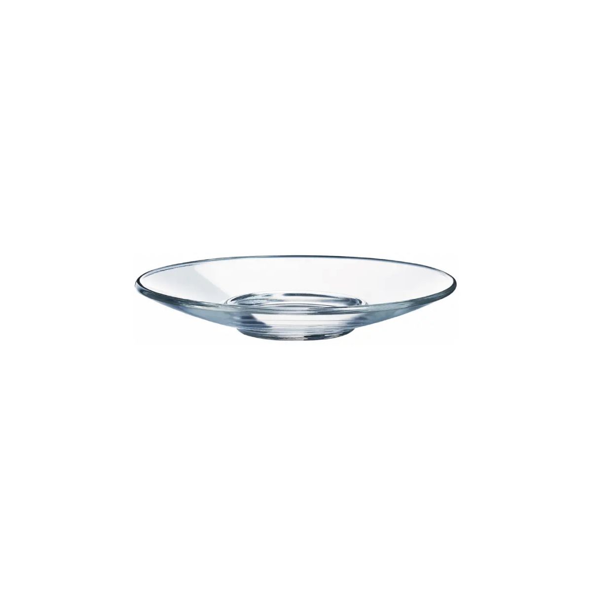 Vooraanzicht van glazen Aroma Schotel van 14 cm met ronde vorm en transparant glasoppervlak.