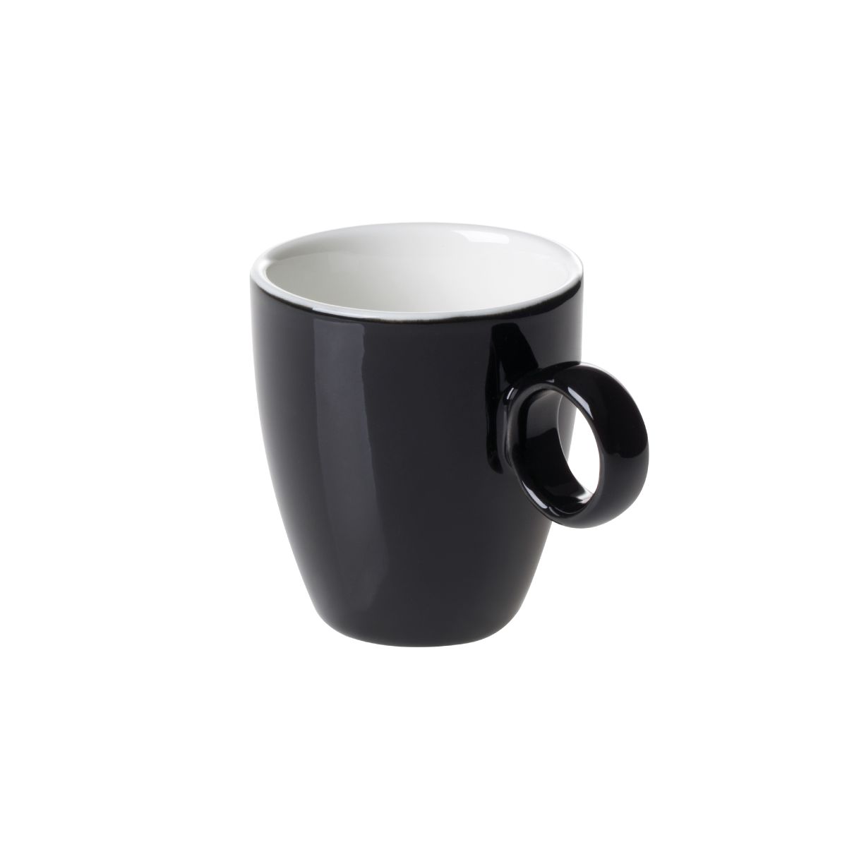 Bart Espresso kop 6,5 cl in zwart-wit porselein met compacte vorm en licht gebogen oor.