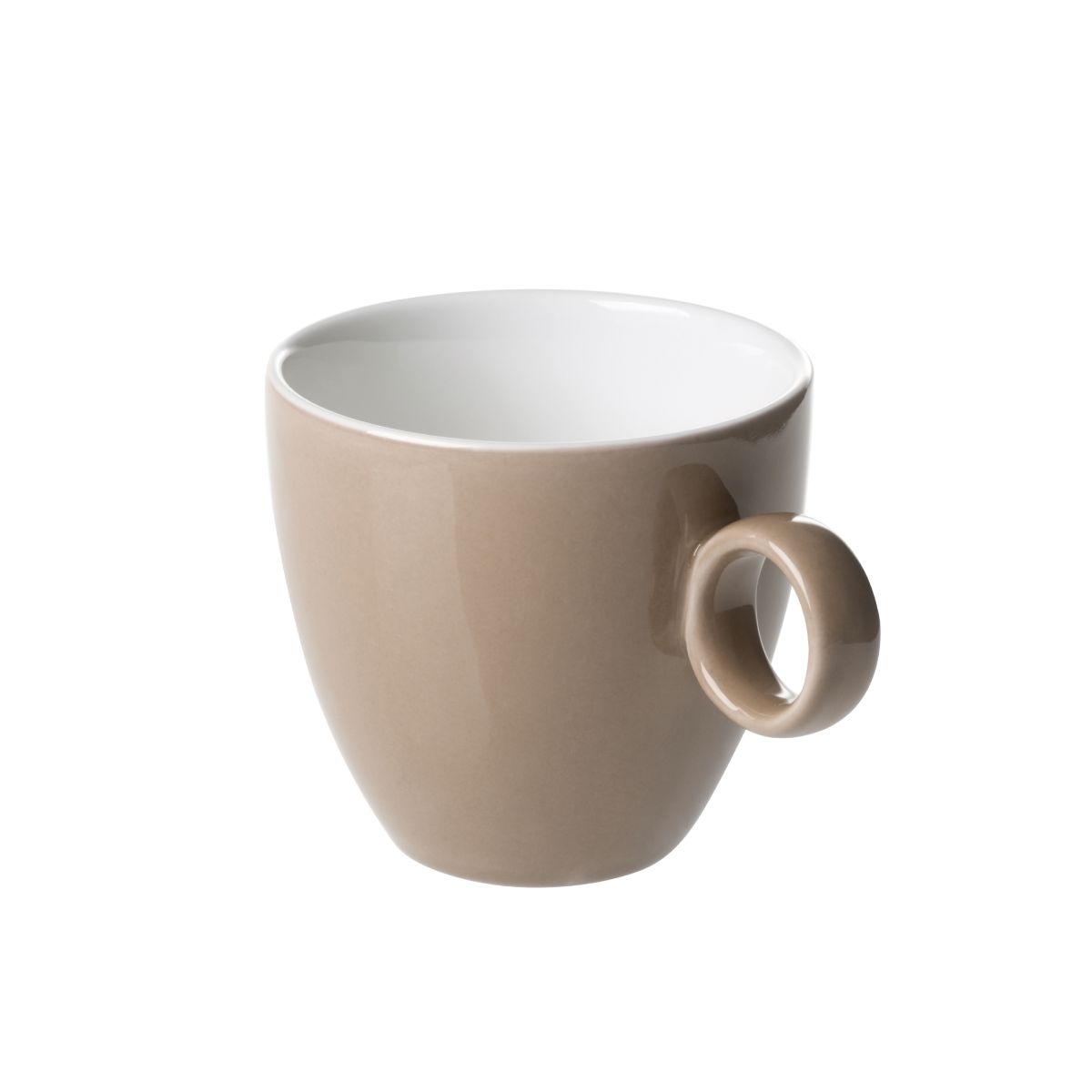 Bruin-witte Bart Koffie kop 17 cl in porselein, vooraanzicht met klassieke ronde vorm en gladde afwerking.