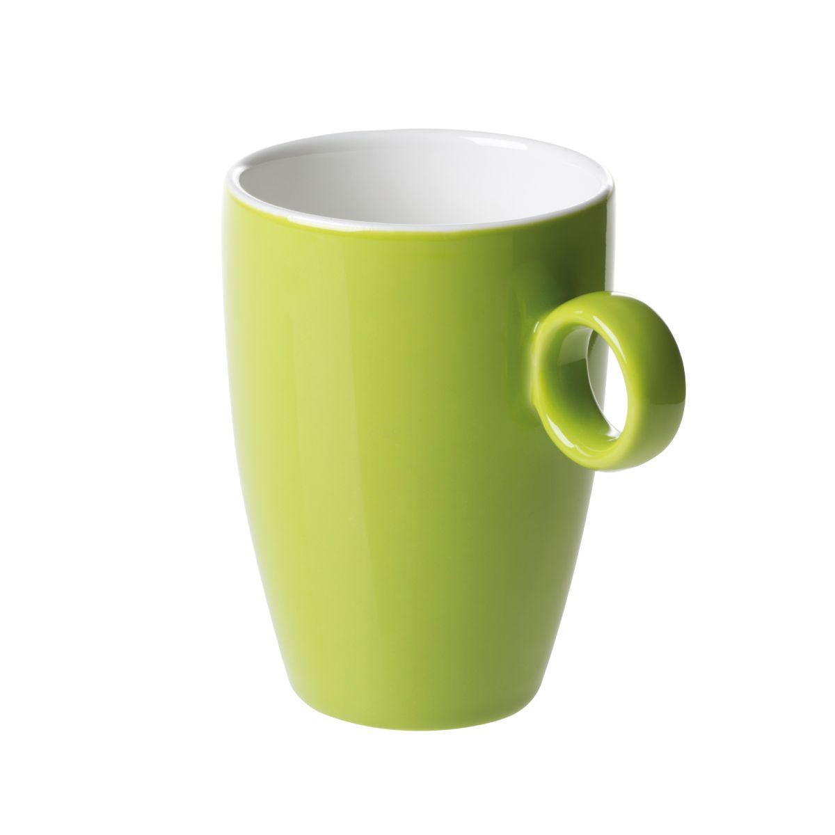 Groen-Witte Bart mok van 23 cl. van porselein in vooraanzicht, met glad oppervlak en rechte oorvorm.