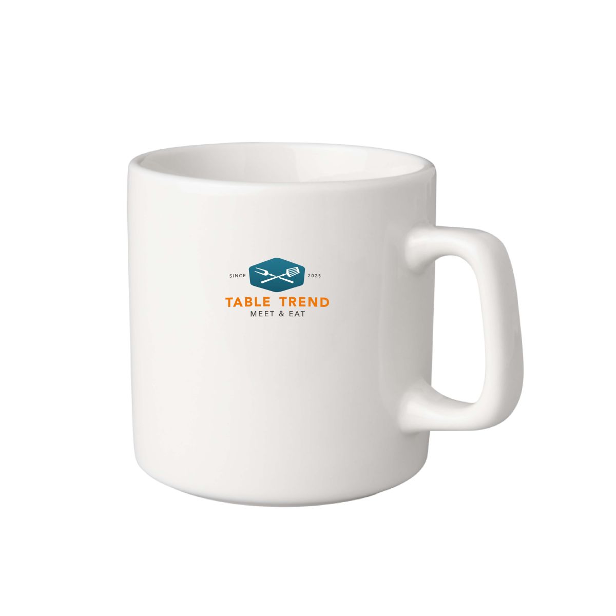 Budgetline Brabant beker 20 cl. van porselein met TableTrend-logo in meerdere kleuren zichtbaar op voorzijde.