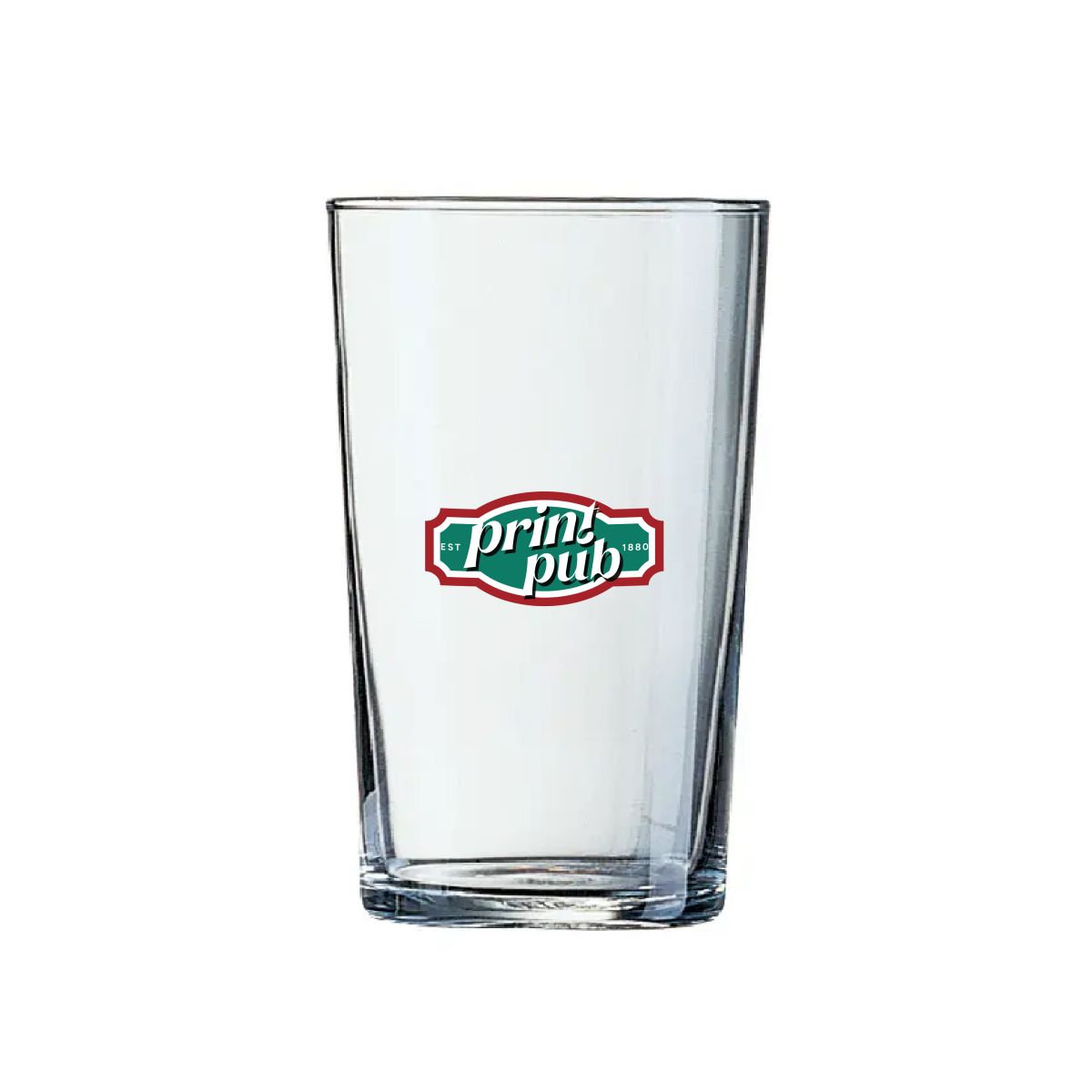Bier Proefglaasje Conique 20 cl. glas met meerkleurig PrintPub-logo op de voorzijde.