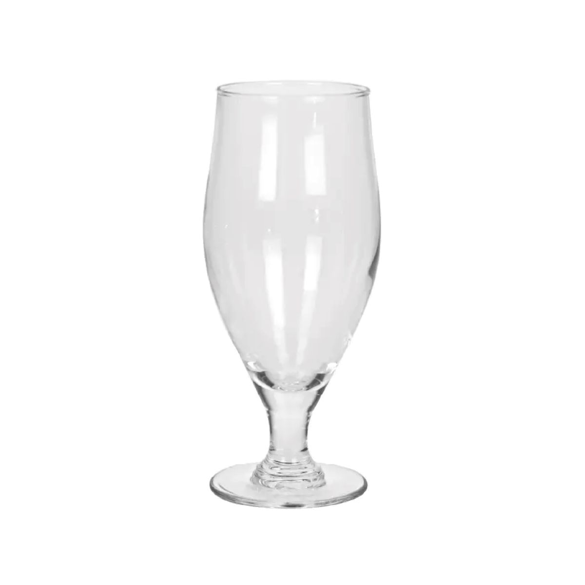 Rechte vooraanzichtfoto van Cervoise bierglas 32 cl., met licht bolle vorm en helder glasdesign.