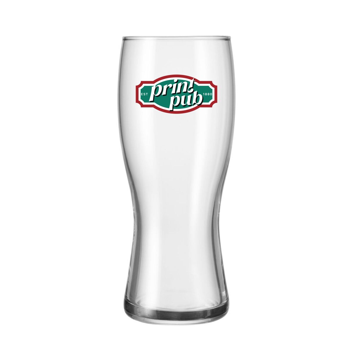 Vooraanzicht van Bierglas Koblenz 30 cl. voorzien van meerkleurig PrintPub logo.
