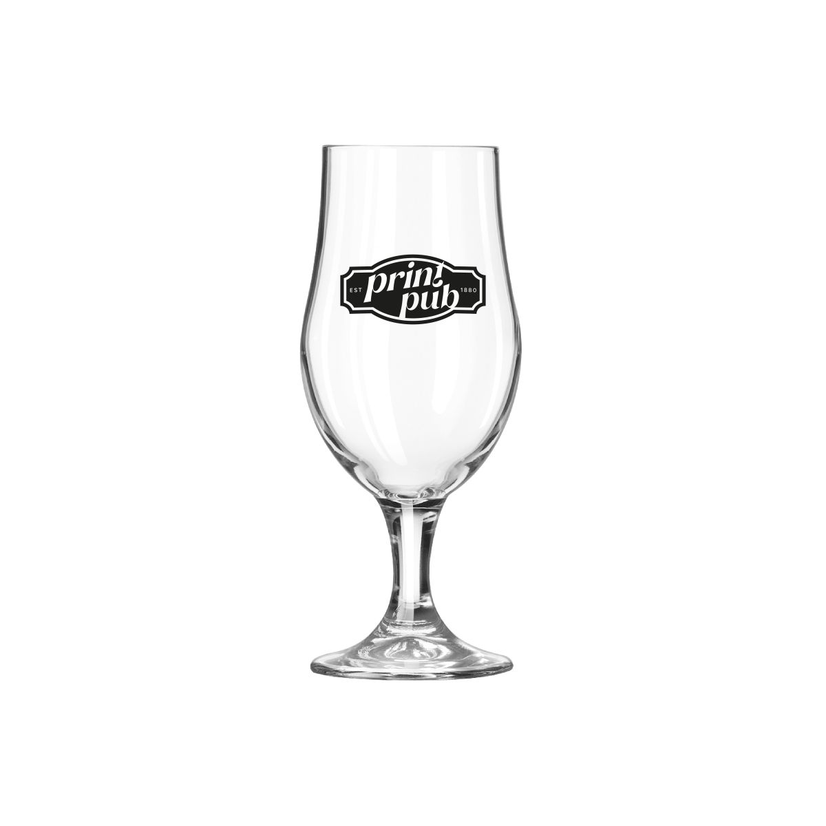 Bierglas met PrintPub logo in één kleur zwart